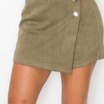 Button-Accented Asymmetrical Mini Skort