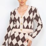 Diamond Button-Front Cardigan Top