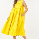 Sleeveless Basic Stretch Poplin Dress With Layers- Id.Cc56591