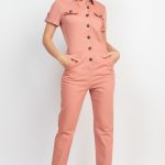 Collared Button-Front Jumpsuit