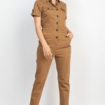 Collared Button-Front Jumpsuit