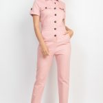 Collared Button-Front Jumpsuit