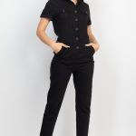 Collared Button-Front Jumpsuit