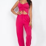 Front Ruched With Adjustable String Cami Casual/Summer Jumpsuit