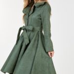 Button Tacking Collar A Line Suede Coat