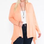 Waist Seam Shark Bite Long Sleeve Open Solid Cardigan