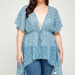Plus Size, Ditsy Floral Print Cardigan