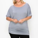 Short Sleeve Top Featuring A Round Neck And Ruched Sides