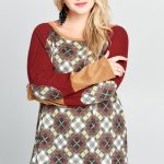 Argyle Printed Waffle Knit Sweater Top