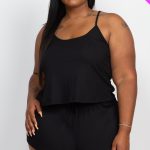 Plus Ribbed Strappy Top And Shorts Set- Id.Cc56585d