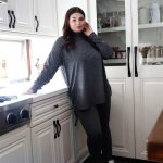 Charcoal Mock Neck Long Sleeve Top & High Waist Legging Pants Set
