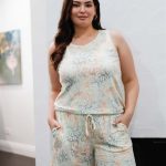 Plus Sage Leopard Print Tank Top & Shorts Set