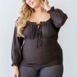 Plus Cotton Embroidery Off-The-Shoulder Smocked Back Top