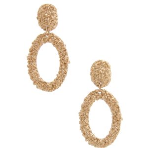 Oval Metal Dangle Earring