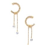 C Shape Rhinestone Dangle Earrng