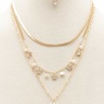 Flower Pendant Butterfly Charm Layered Necklace