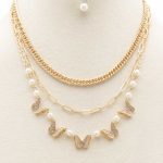 Butterfly Charm Oval Link Layered Necklace