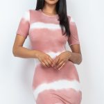 Stripe Tie-Dye Printed Midi Dress